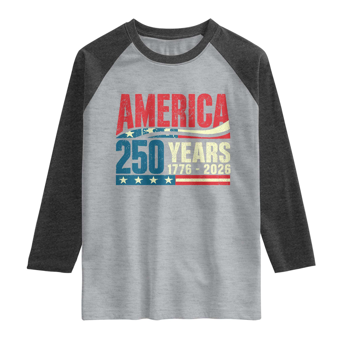 250th Anniversary USA Raglan Shirt Retro 250 Years American 1776 2026 US Flag