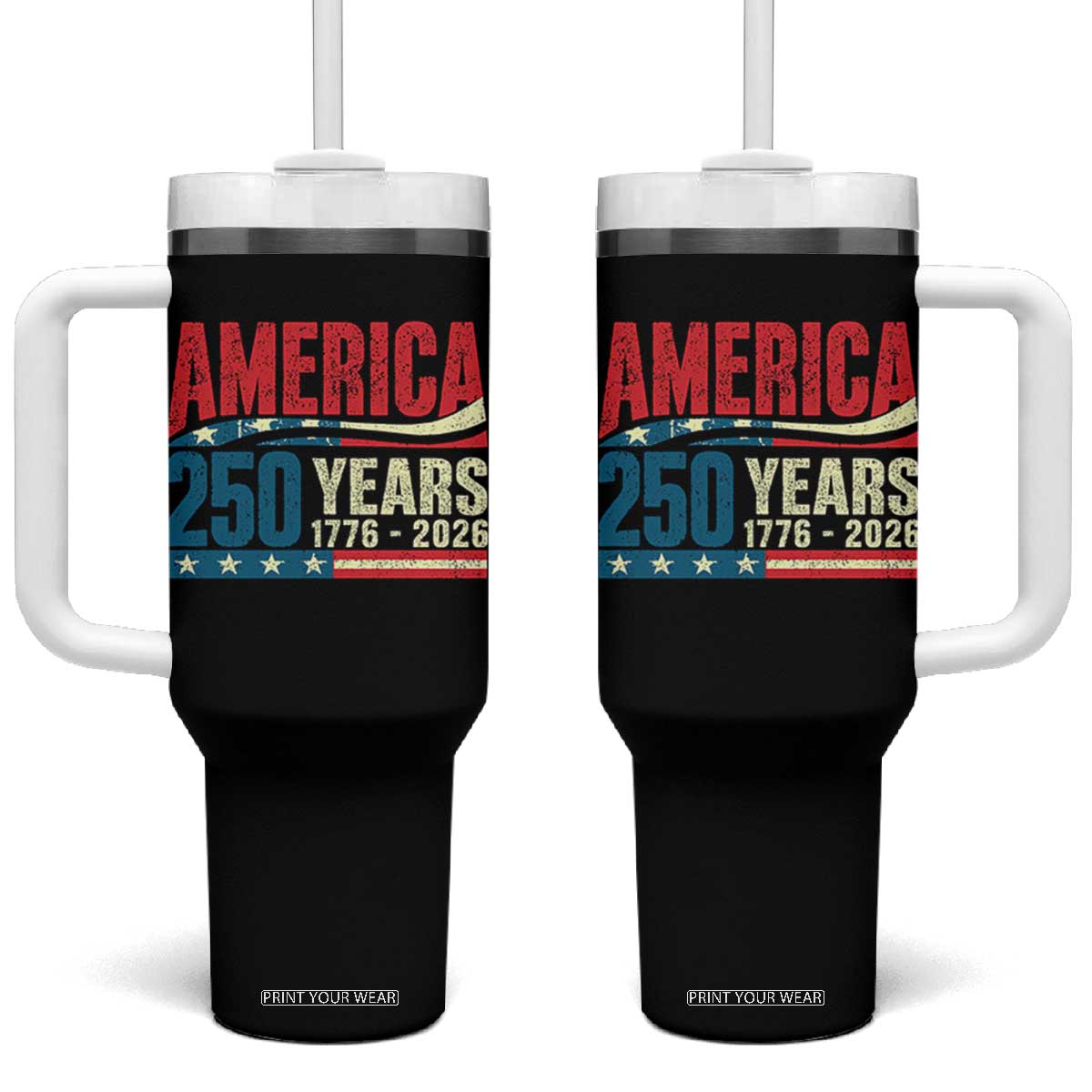 250th Anniversary USA Tumbler With Handle Retro 250 Years American 1776 2026 US Flag