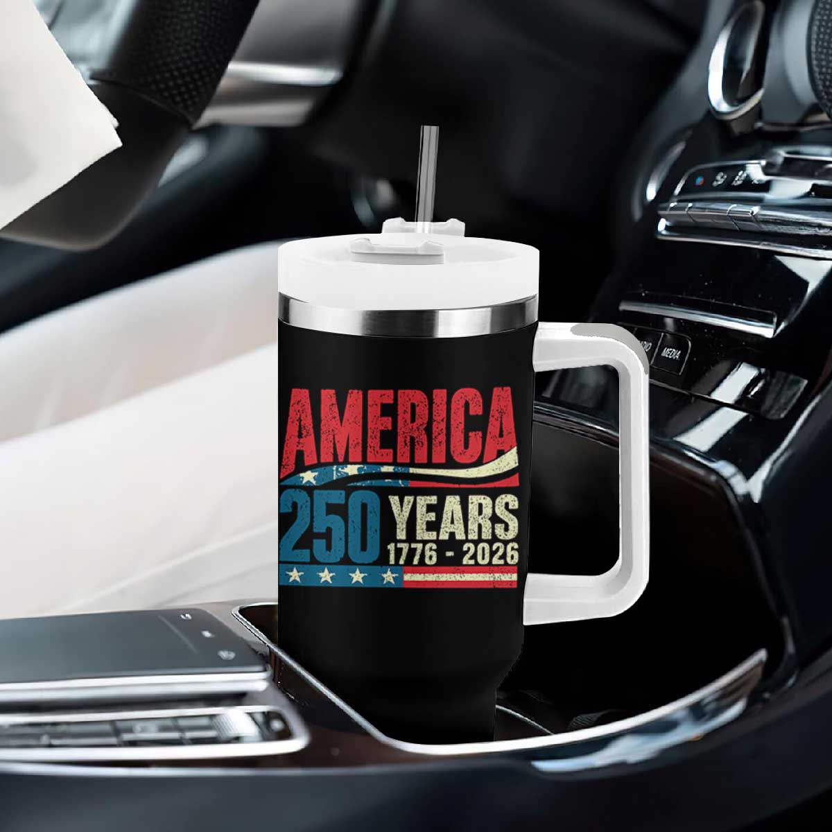 250th Anniversary USA Tumbler With Handle Retro 250 Years American 1776 2026 US Flag