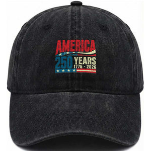 250th Anniversary USA Washed Cotton Baseball Cap Retro 250 Years American 1776 2026 US Flag