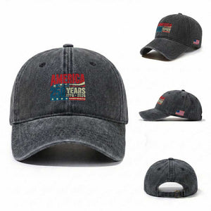 250th Anniversary USA Washed Cotton Baseball Cap Retro 250 Years American 1776 2026 US Flag
