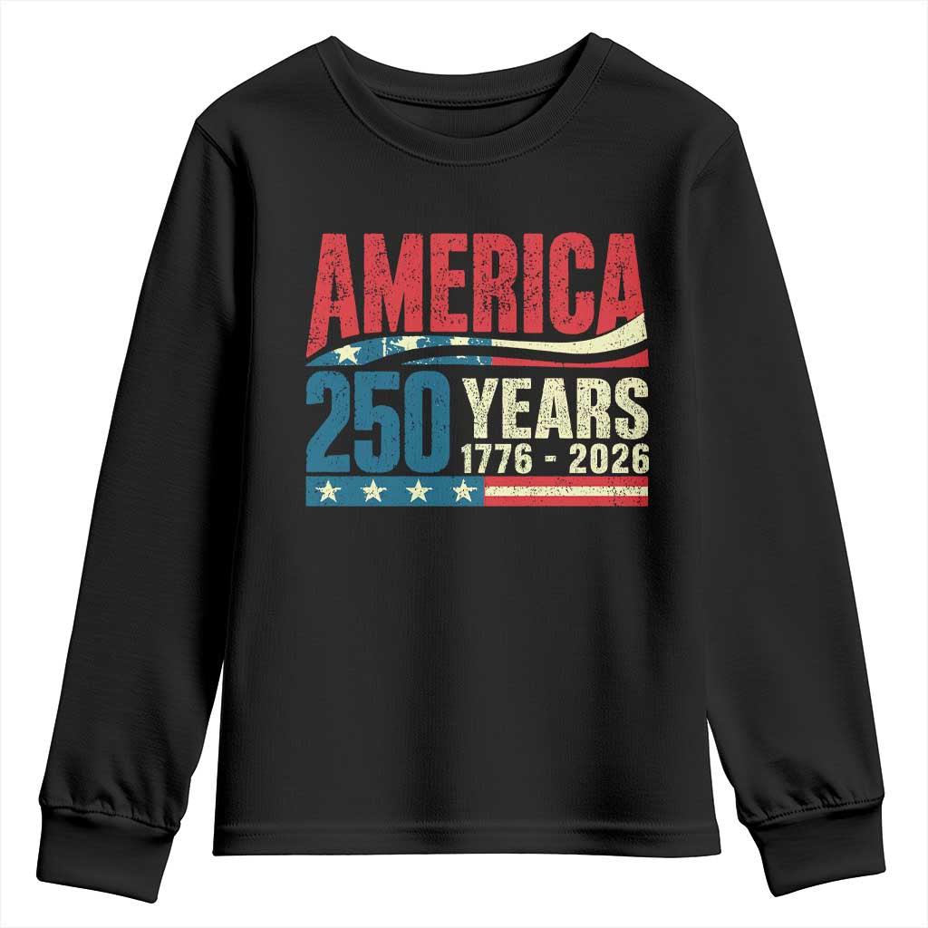 250th Anniversary USA Youth Sweatshirt Retro 250 Years American 1776 2026 US Flag