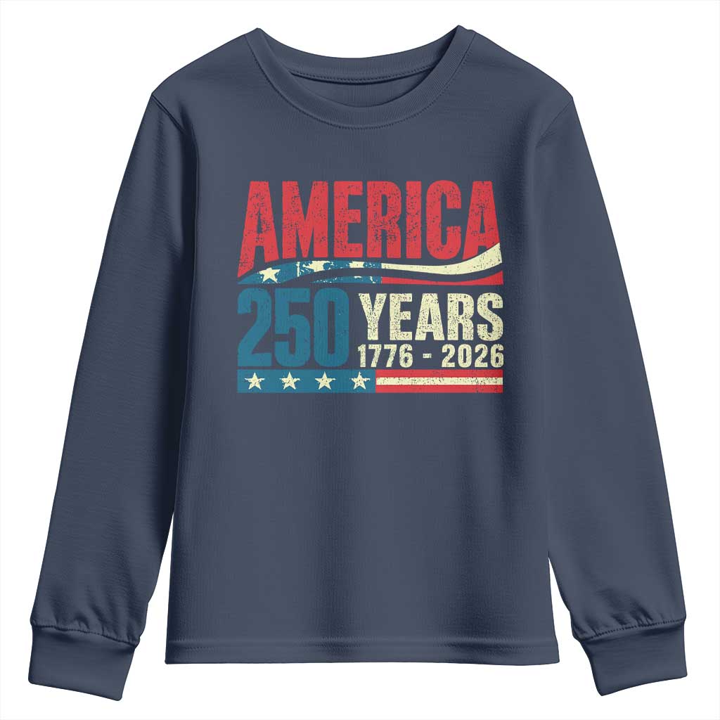 250th Anniversary USA Youth Sweatshirt Retro 250 Years American 1776 2026 US Flag