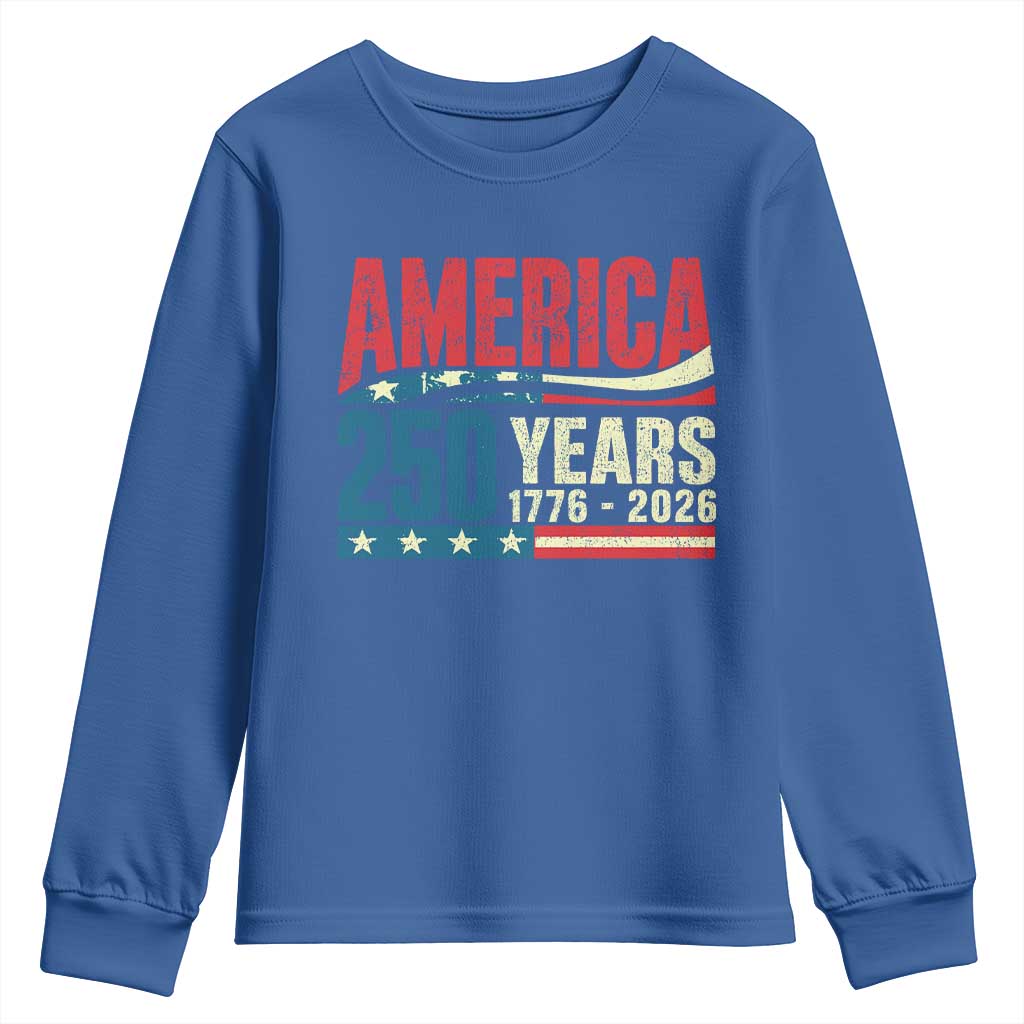 250th Anniversary USA Youth Sweatshirt Retro 250 Years American 1776 2026 US Flag