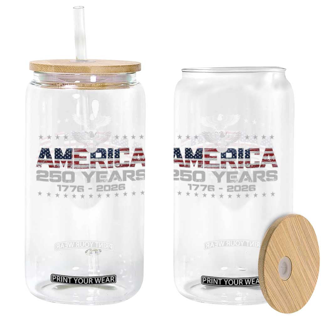 250th Anniversary USA Glass Can Vintage Eagle 250 Years American 1776 2026 US Flag