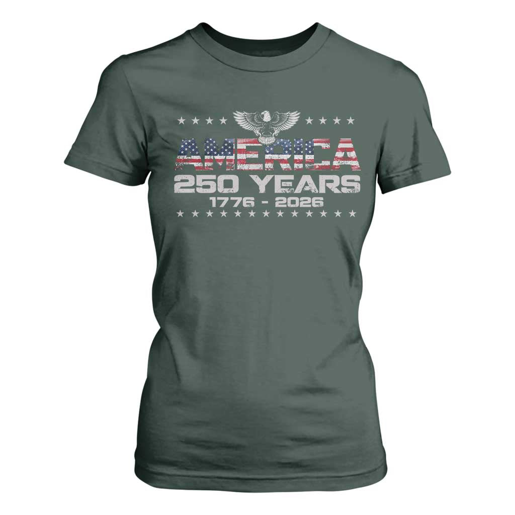 250th Anniversary USA T Shirt For Women Vintage Eagle 250 Years American 1776 2026 US Flag