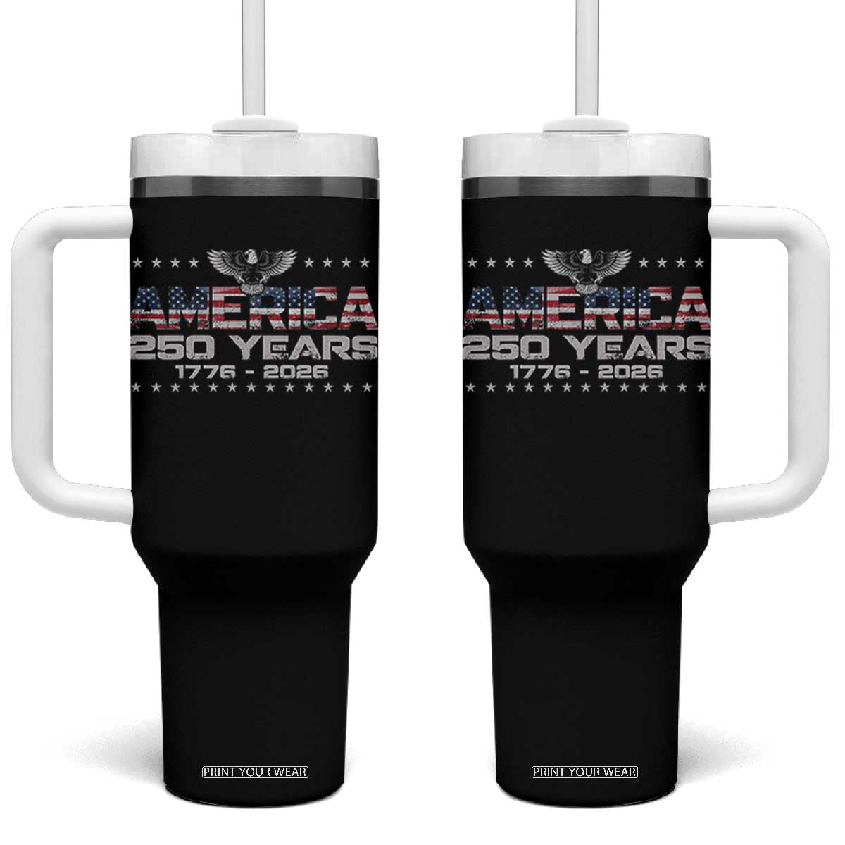 250th Anniversary USA Tumbler With Handle Vintage Eagle 250 Years American 1776 2026 US Flag