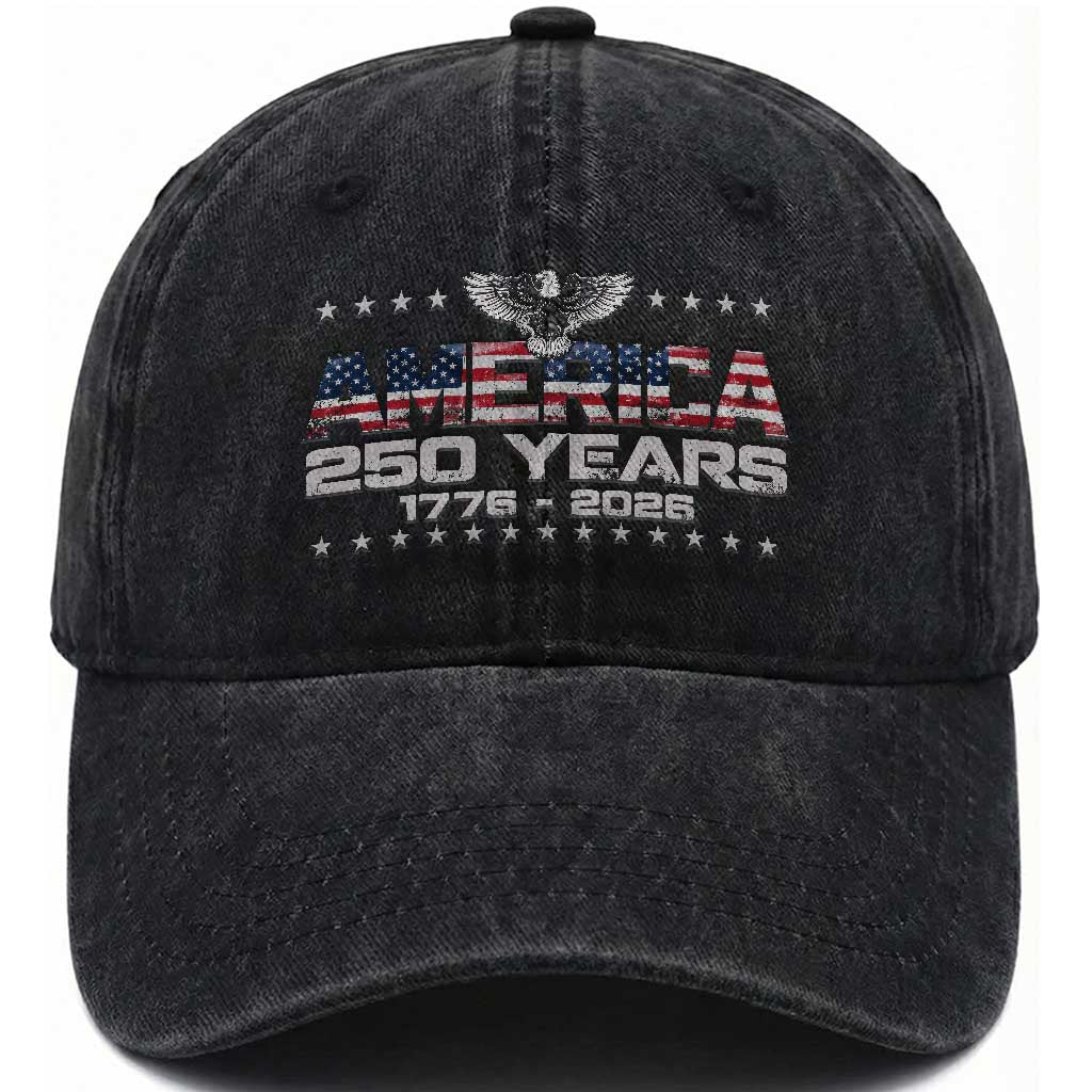 250th Anniversary USA Washed Cotton Baseball Cap Vintage Eagle 250 Years American 1776 2026 US Flag
