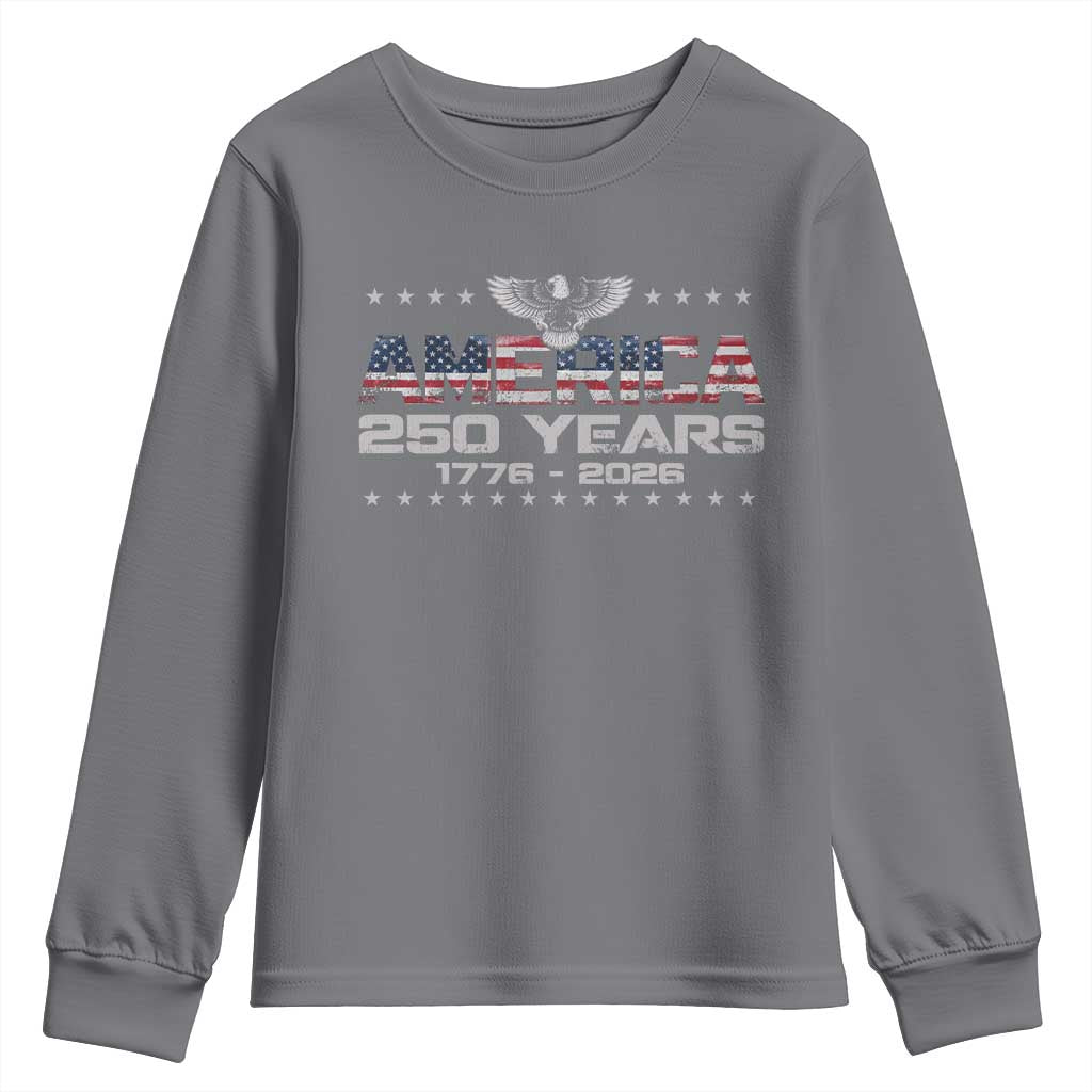 250th Anniversary USA Youth Sweatshirt Vintage Eagle 250 Years American 1776 2026 US Flag