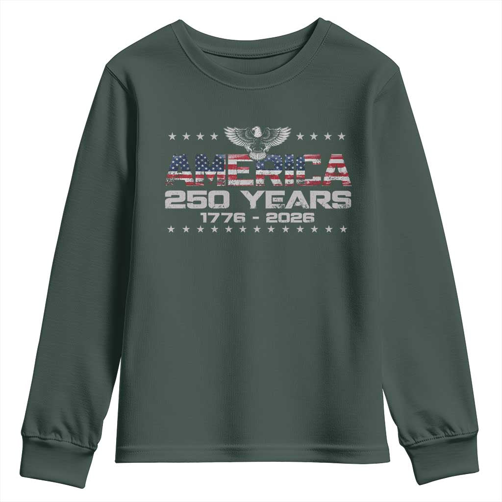 250th Anniversary USA Youth Sweatshirt Vintage Eagle 250 Years American 1776 2026 US Flag