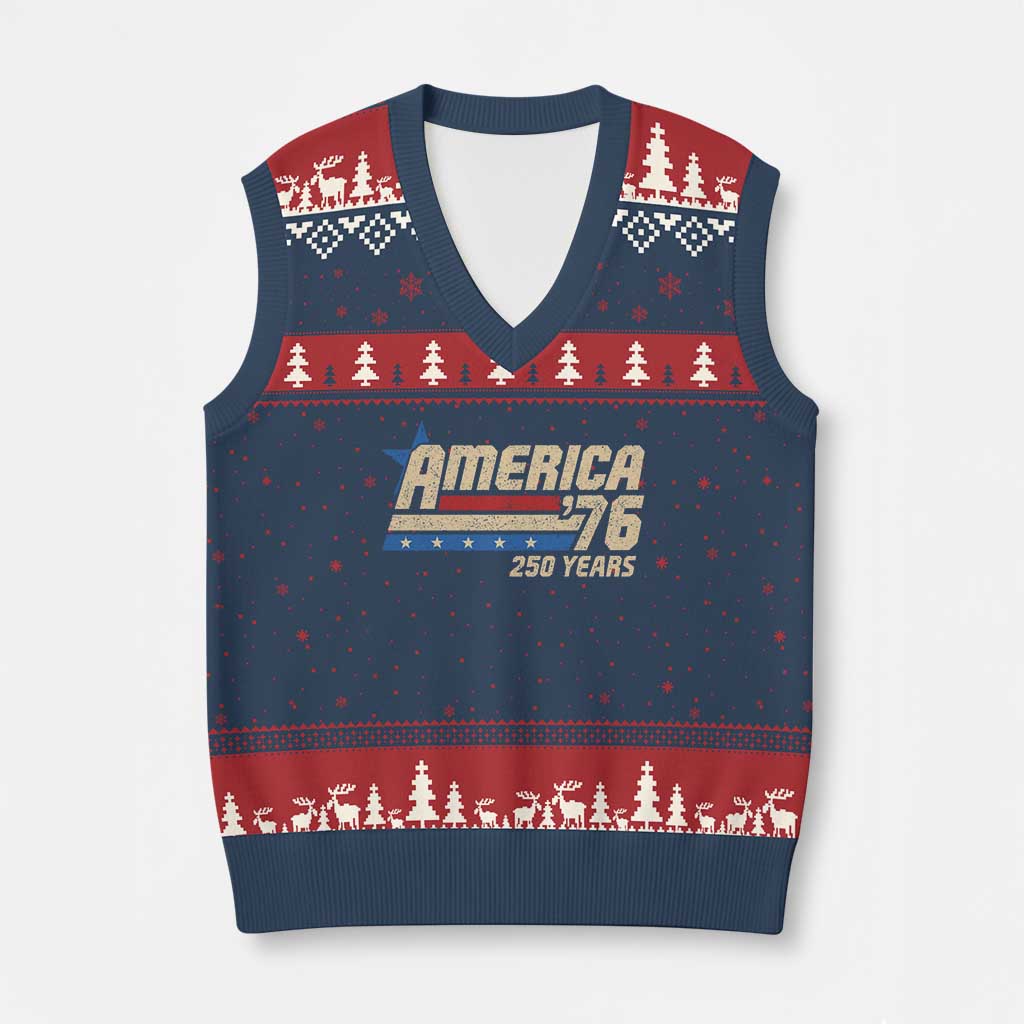 250th Anniversary USA V-Neck Knit Sweater Vest America Retro 250 Years 1776 2026