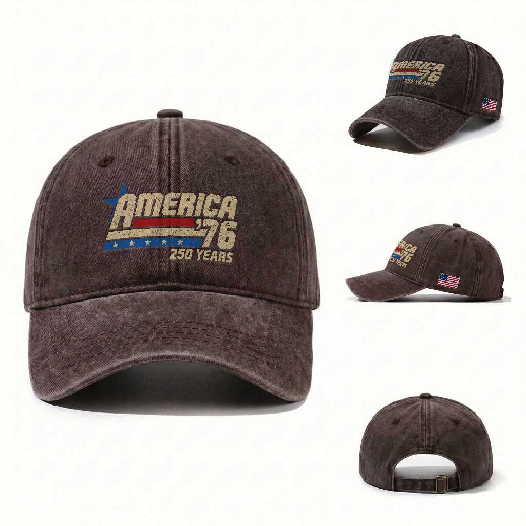 250th Anniversary USA Washed Cotton Baseball Cap America Retro 250 Years 1776 2026