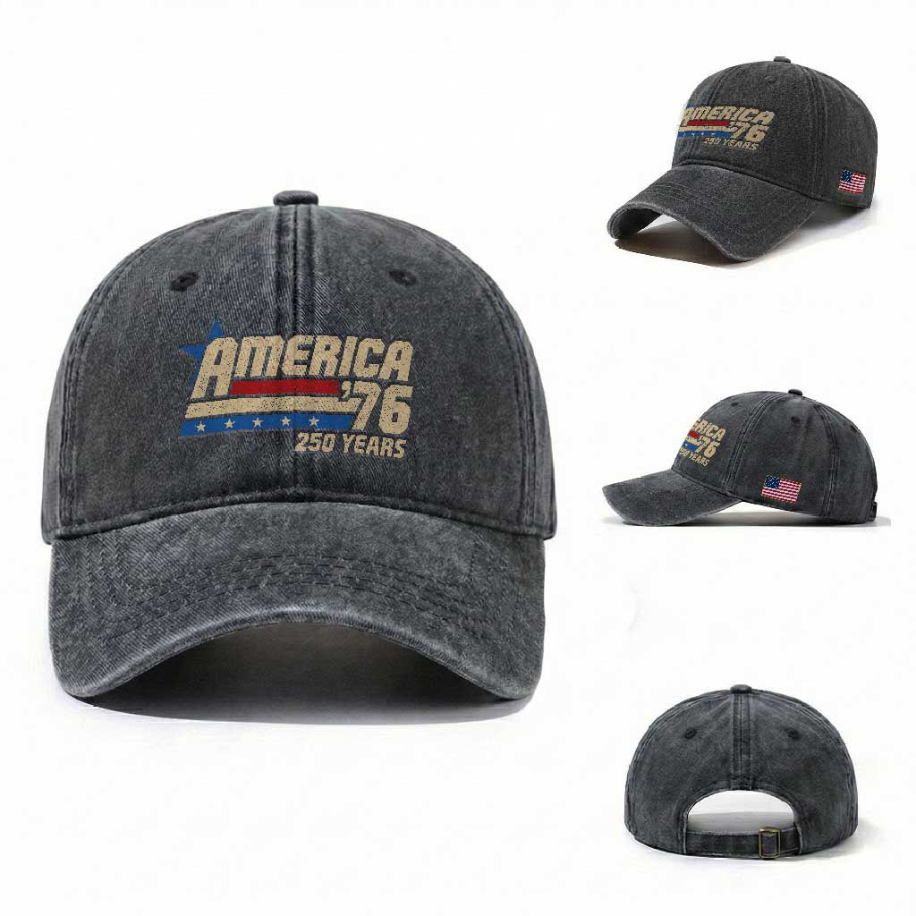 250th Anniversary USA Washed Cotton Baseball Cap America Retro 250 Years 1776 2026