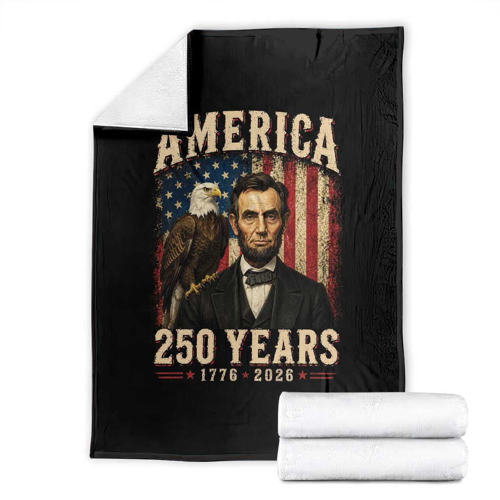 America 250 Years Abraham Lincoln Throw Blanket Retro Eagle 250th Anniversary USA Flag 1776 2026