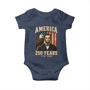America 250 Years Abraham Lincoln Baby Onesie Retro Eagle 250th Anniversary USA Flag 1776 2026