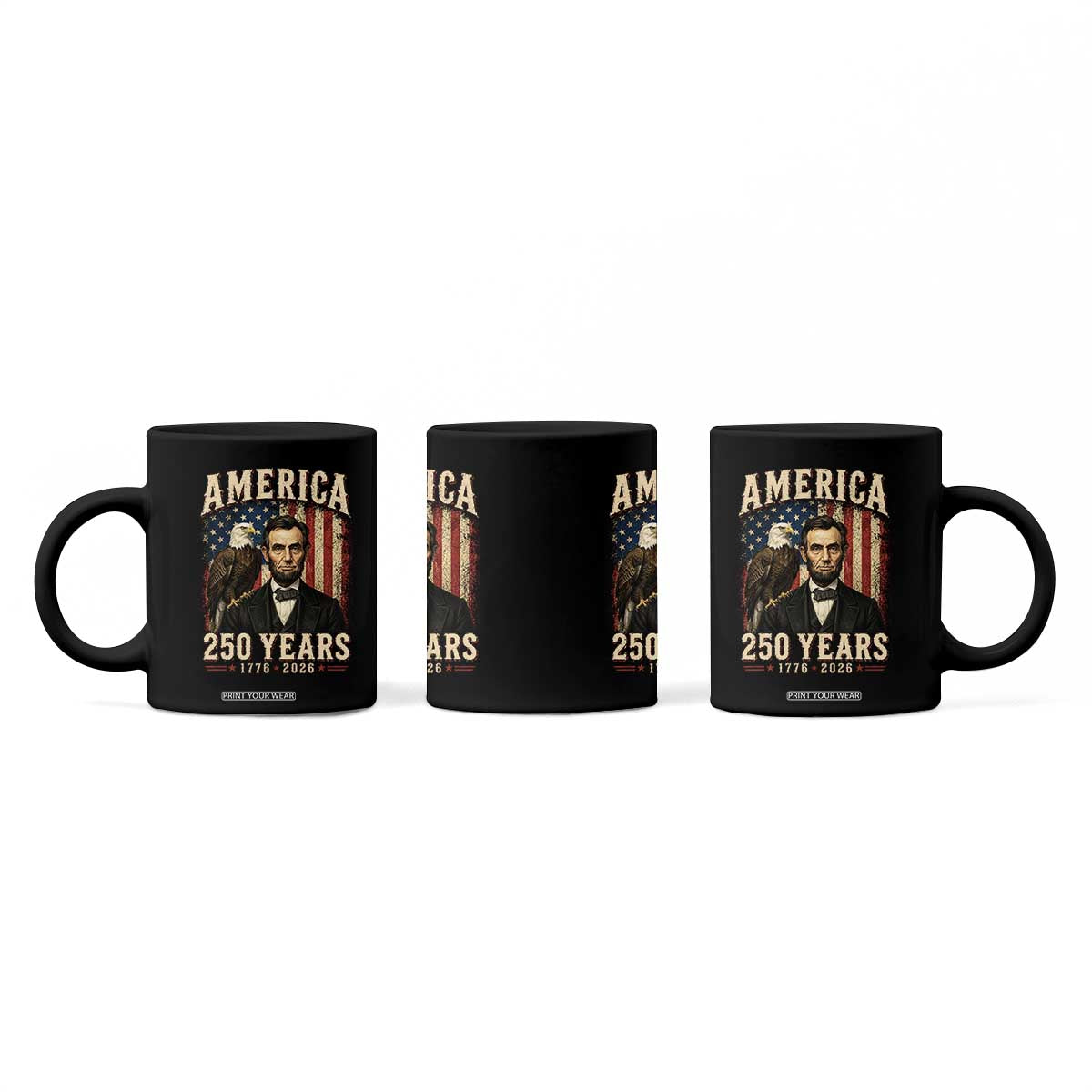 America 250 Years Abraham Lincoln Coffee Mug Retro Eagle 250th Anniversary USA Flag 1776 2026