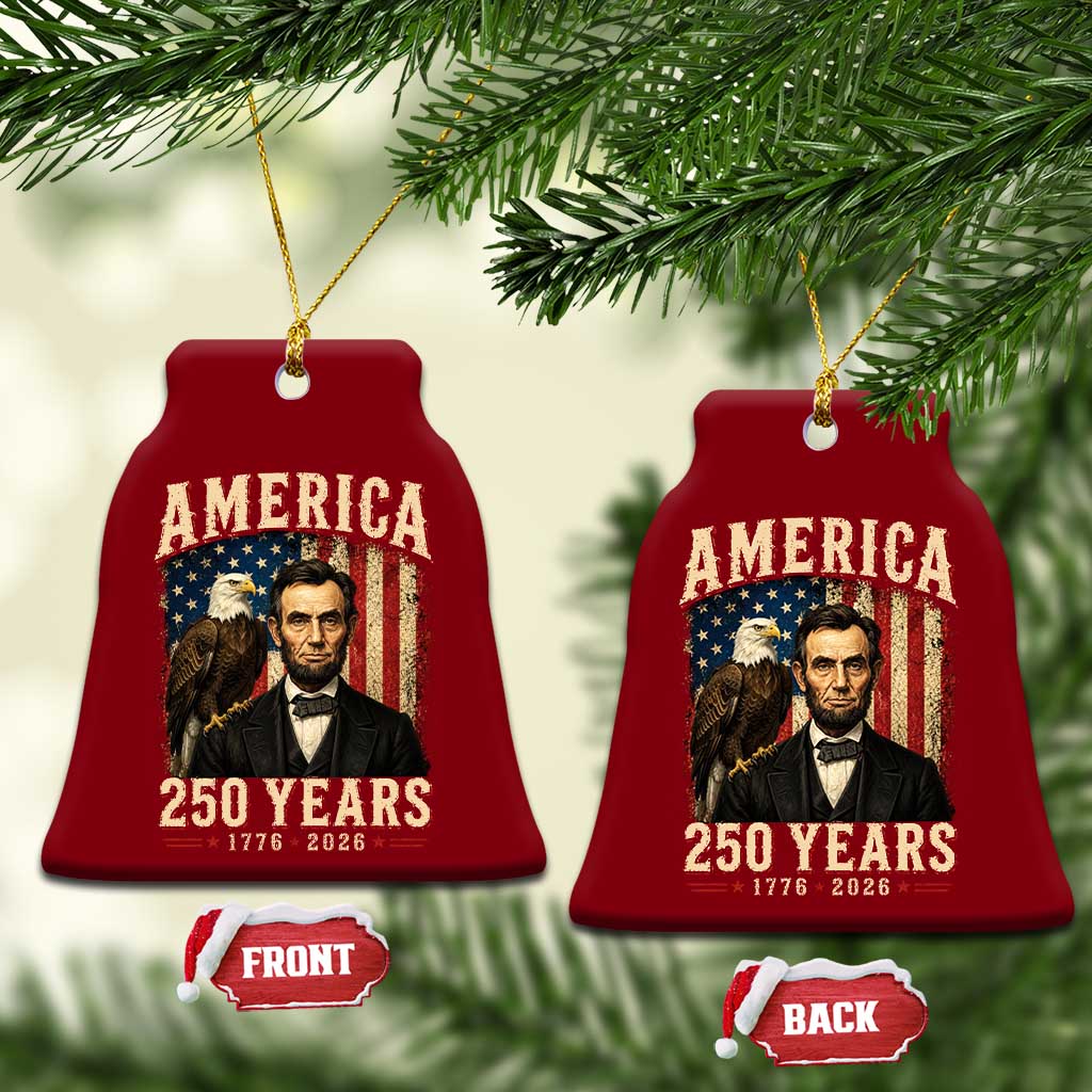 America 250 Years Abraham Lincoln Ceramic Ornament Retro Eagle 250th Anniversary USA Flag 1776 2026