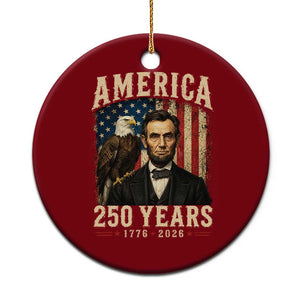 America 250 Years Abraham Lincoln Ceramic Ornament Retro Eagle 250th Anniversary USA Flag 1776 2026