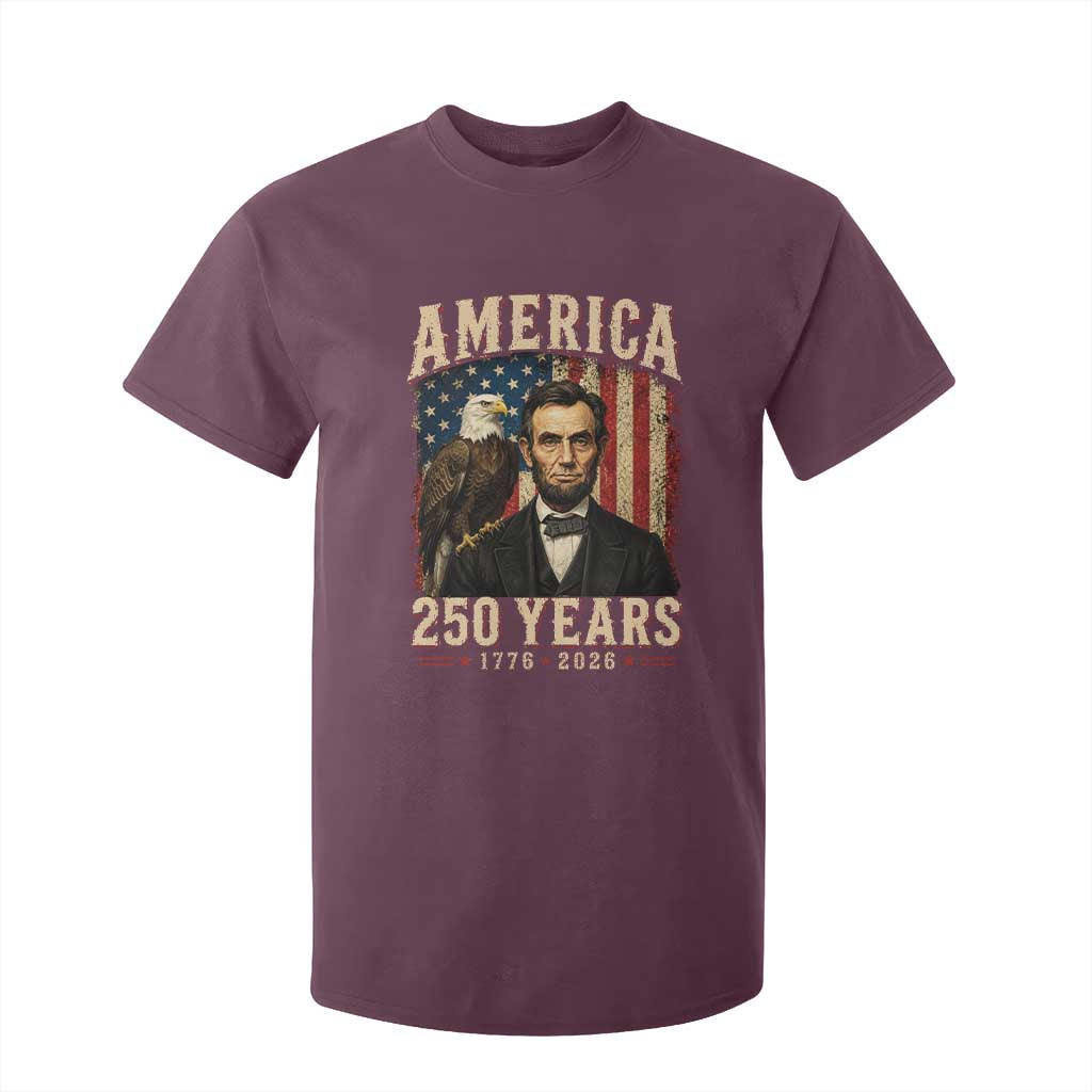 America 250 Years Abraham Lincoln T Shirt For Kid Retro Eagle 250th Anniversary USA Flag 1776 2026