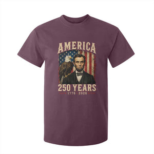 America 250 Years Abraham Lincoln T Shirt For Kid Retro Eagle 250th Anniversary USA Flag 1776 2026