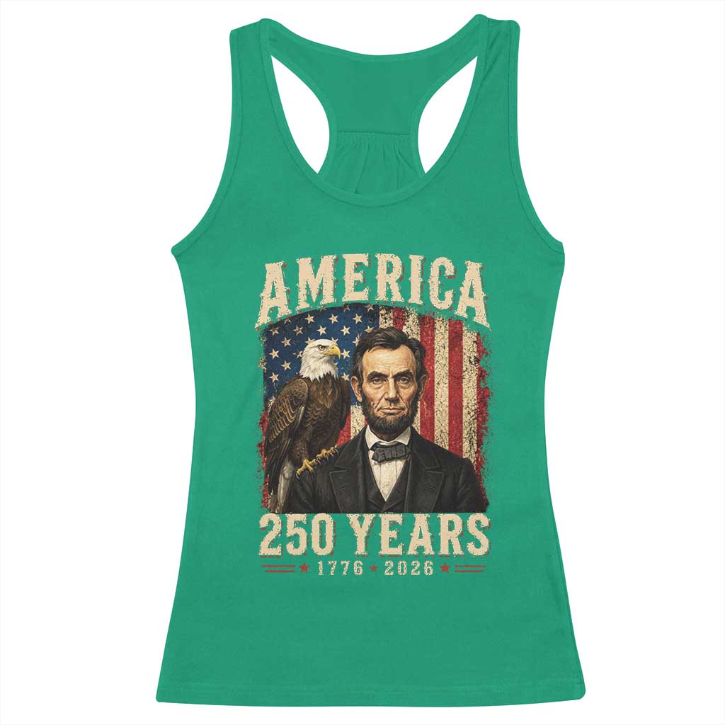 America 250 Years Abraham Lincoln Racerback Tank Top Retro Eagle 250th Anniversary USA Flag 1776 2026