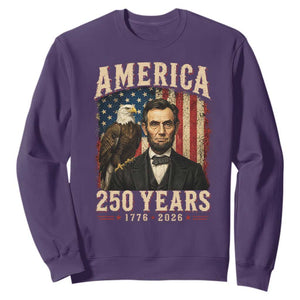 America 250 Years Abraham Lincoln Sweatshirt Retro Eagle 250th Anniversary USA Flag 1776 2026