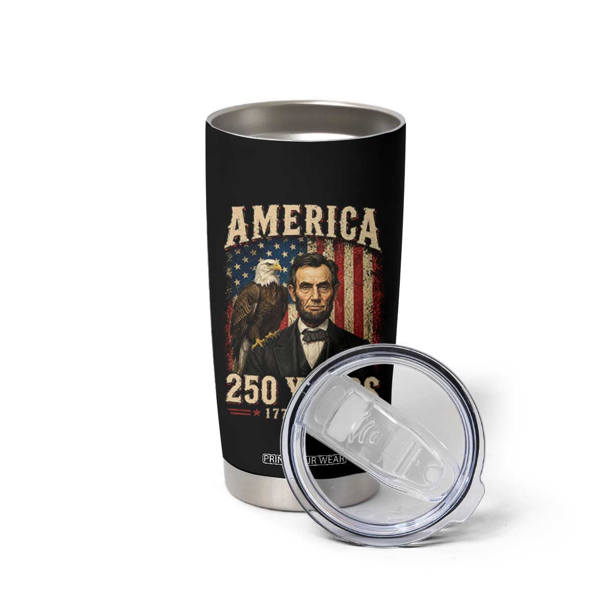 America 250 Years Abraham Lincoln Tumbler Cup Retro Eagle 250th Anniversary USA Flag 1776 2026