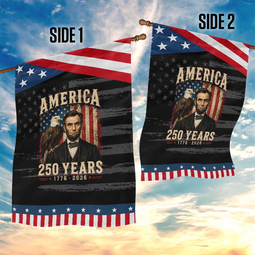 America 250 Years Abraham Lincoln Patriotic Garden Flag Retro Eagle 250th Anniversary USA Flag 1776 2026