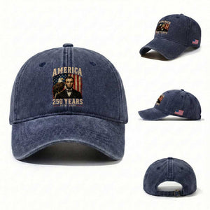 America 250 Years Abraham Lincoln Washed Cotton Baseball Cap Retro Eagle 250th Anniversary USA Flag 1776 2026