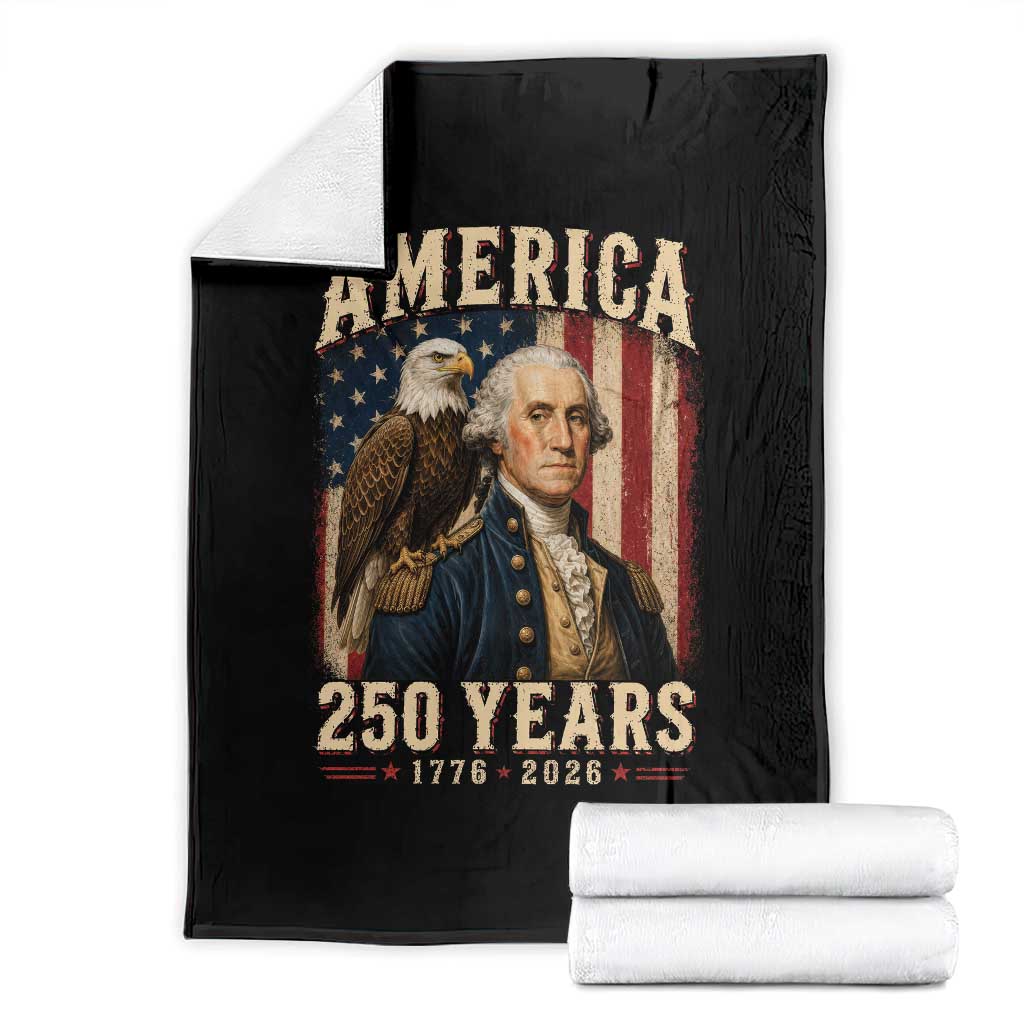 America 250 Years George Washington Throw Blanket Retro Eagle 250th Anniversary USA Flag 1776 2026