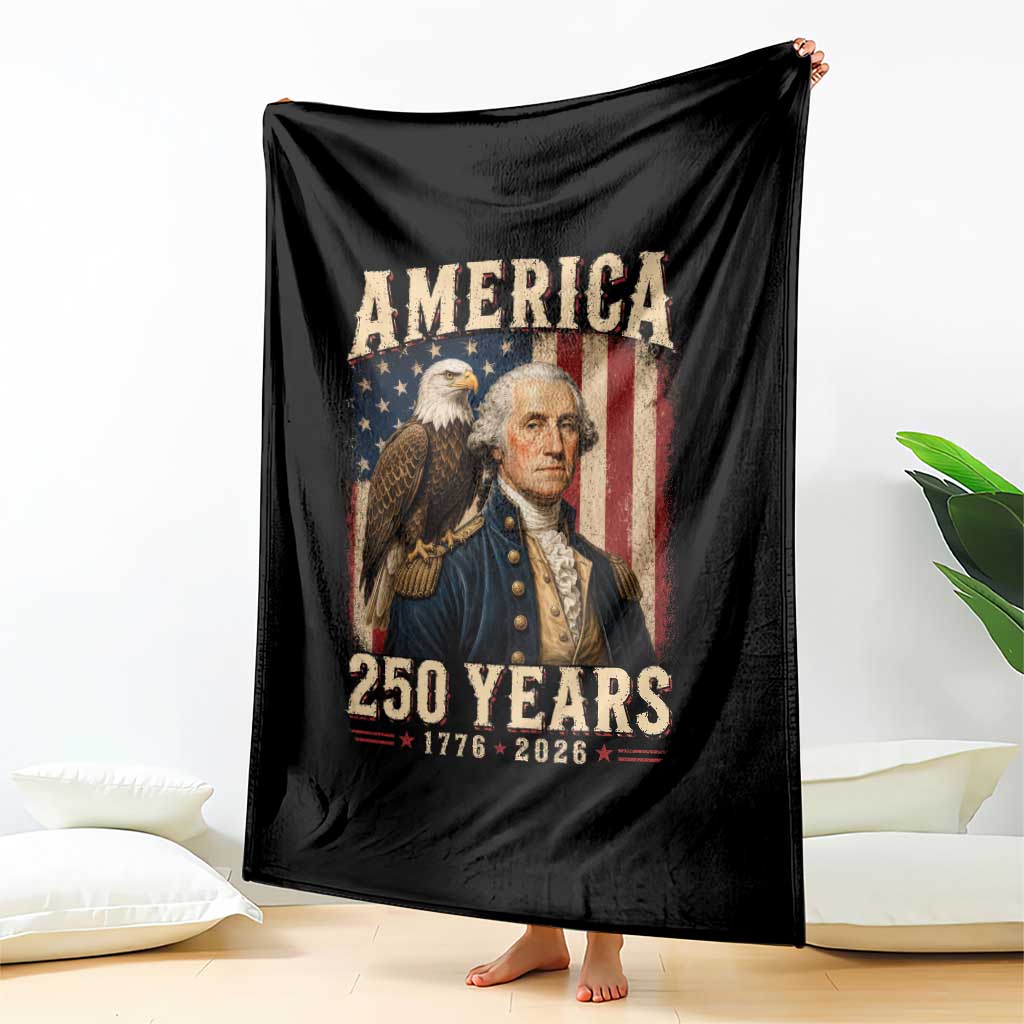 America 250 Years George Washington Throw Blanket Retro Eagle 250th Anniversary USA Flag 1776 2026