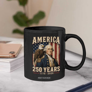 America 250 Years George Washington Coffee Mug Retro Eagle 250th Anniversary USA Flag 1776 2026
