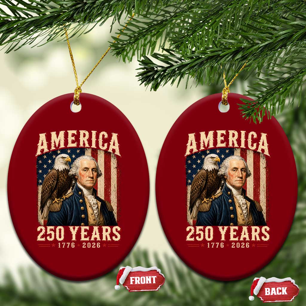 America 250 Years George Washington Ceramic Ornament Retro Eagle 250th Anniversary USA Flag 1776 2026