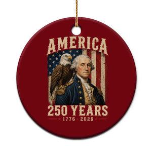 America 250 Years George Washington Ceramic Ornament Retro Eagle 250th Anniversary USA Flag 1776 2026