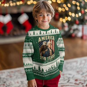 America 250 Years George Washington Ugly Christmas Sweater Retro Eagle 250th Anniversary USA Flag 1776 2026