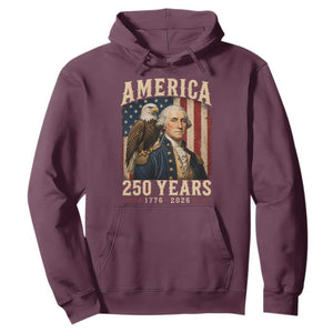 America 250 Years George Washington Hoodie Retro Eagle 250th Anniversary USA Flag 1776 2026