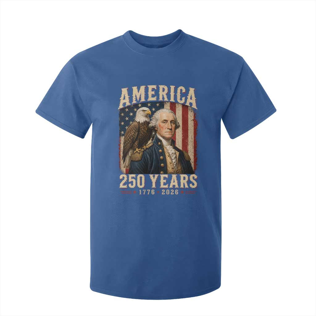 America 250 Years George Washington T Shirt For Kid Retro Eagle 250th Anniversary USA Flag 1776 2026