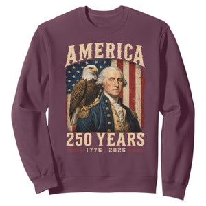 America 250 Years George Washington Sweatshirt Retro Eagle 250th Anniversary USA Flag 1776 2026