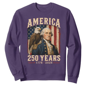 America 250 Years George Washington Sweatshirt Retro Eagle 250th Anniversary USA Flag 1776 2026