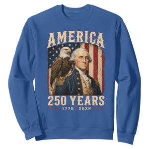 America 250 Years George Washington Sweatshirt Retro Eagle 250th Anniversary USA Flag 1776 2026