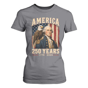 America 250 Years George Washington T Shirt For Women Retro Eagle 250th Anniversary USA Flag 1776 2026