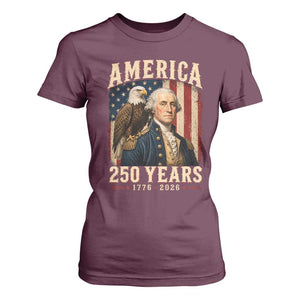 America 250 Years George Washington T Shirt For Women Retro Eagle 250th Anniversary USA Flag 1776 2026