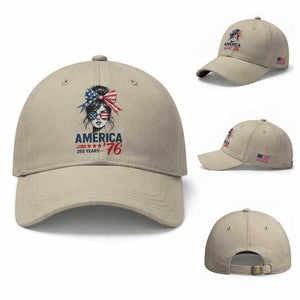 America 250 Years Baseball Cap 250th Anniversary USA Patriotic Girl Messy Bun 1776 2026