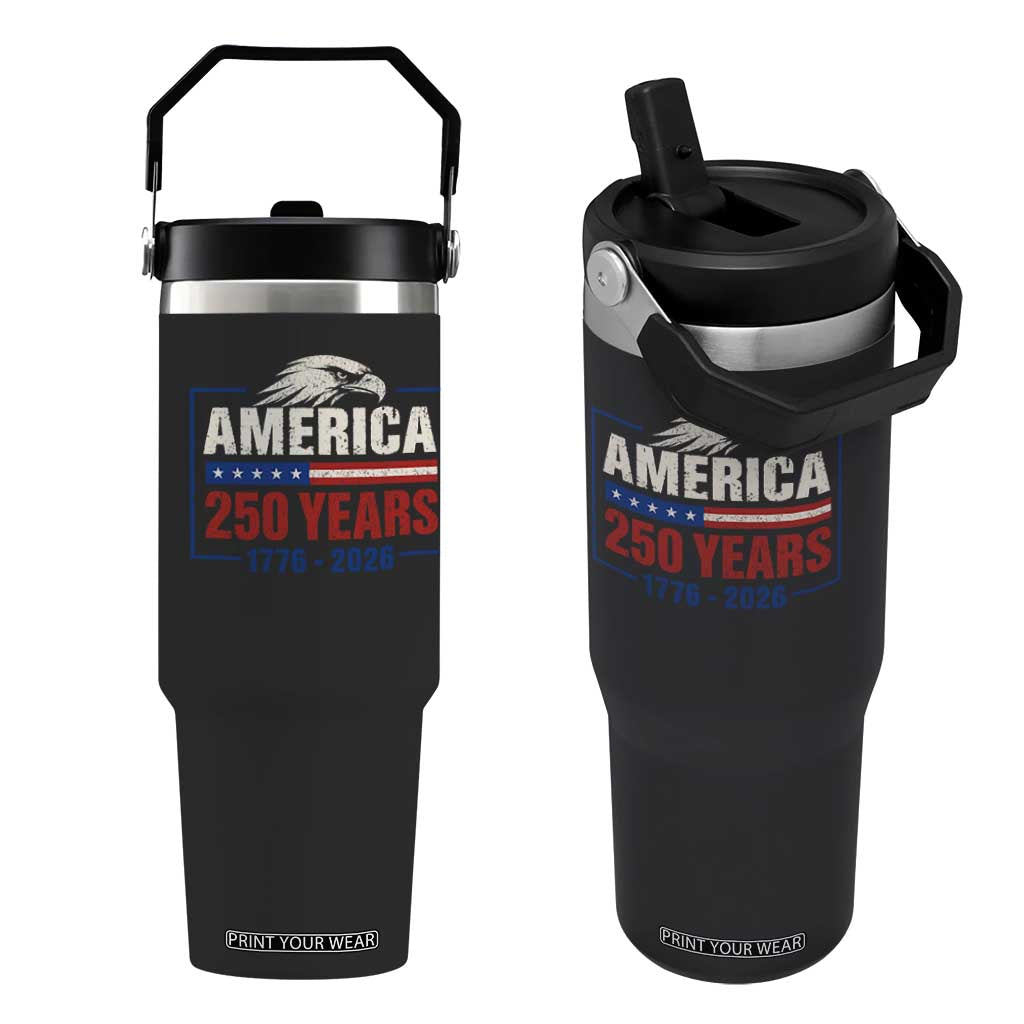 250 Anniversary USA Flip Straw Tumbler Retro Eagle 250 Years Of Freedom 1776 2026