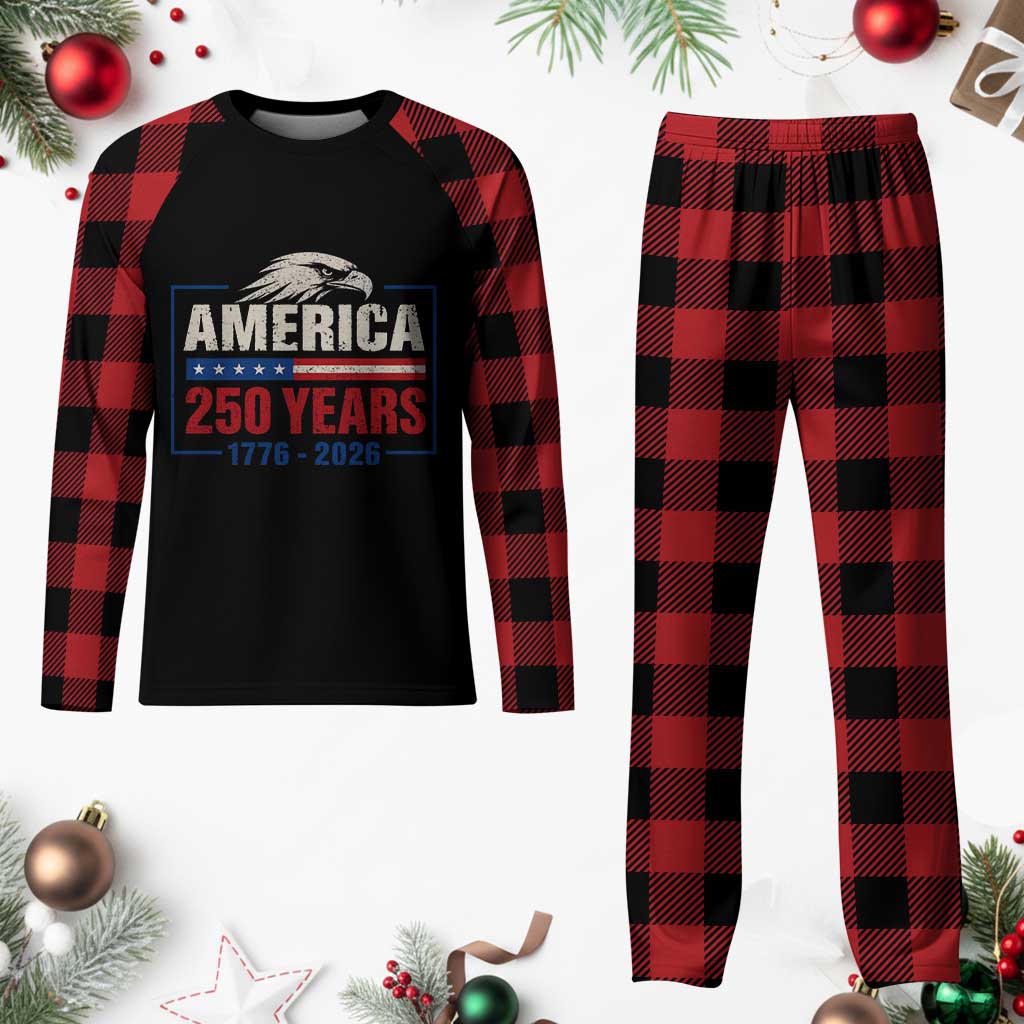 250 Anniversary USA Plaid Pajama Set Retro Eagle 250 Years Of Freedom 1776 2026