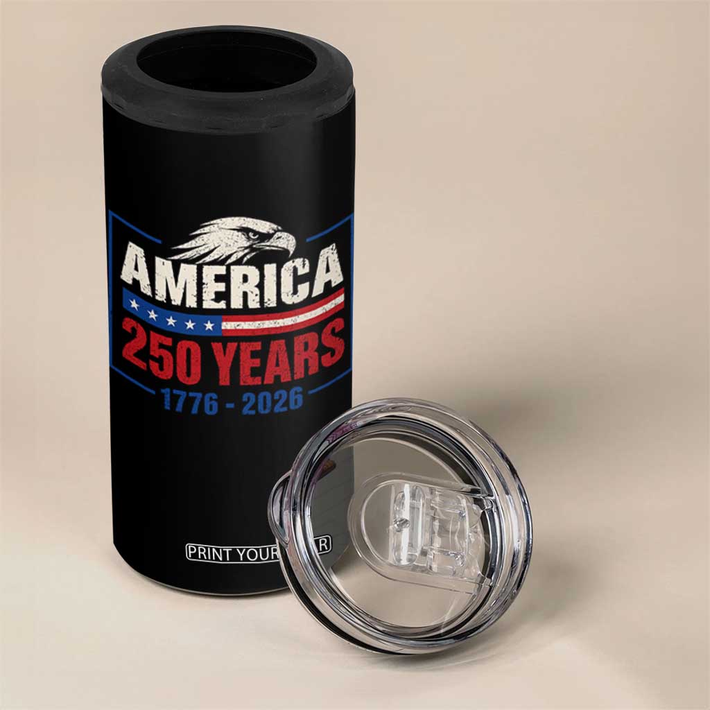 250 Anniversary USA 4 in 1 Can Cooler Tumbler Retro Eagle 250 Years Of Freedom 1776 2026