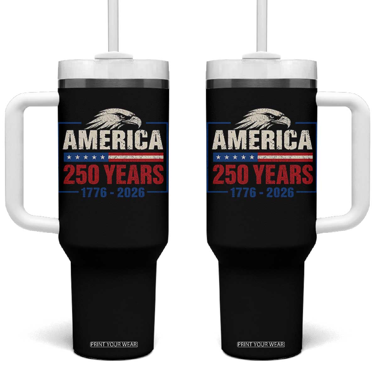 250 Anniversary USA Tumbler With Handle Retro Eagle 250 Years Of Freedom 1776 2026