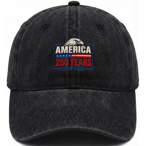 250 Anniversary USA Washed Cotton Baseball Cap Retro Eagle 250 Years Of Freedom 1776 2026