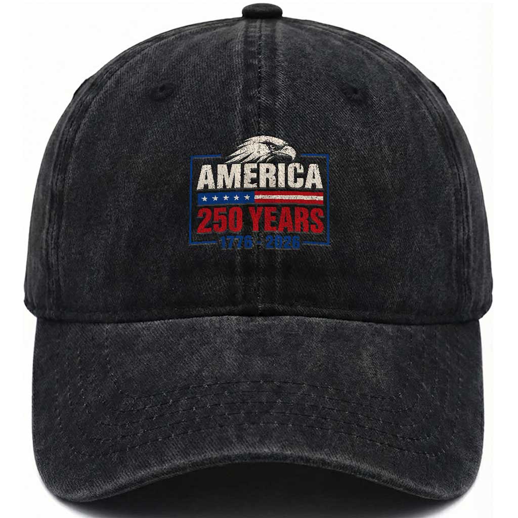 250 Anniversary USA Washed Cotton Baseball Cap Retro Eagle 250 Years Of Freedom 1776 2026