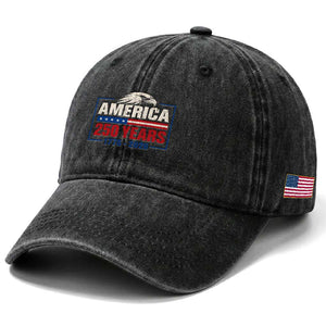 250 Anniversary USA Washed Cotton Baseball Cap Retro Eagle 250 Years Of Freedom 1776 2026